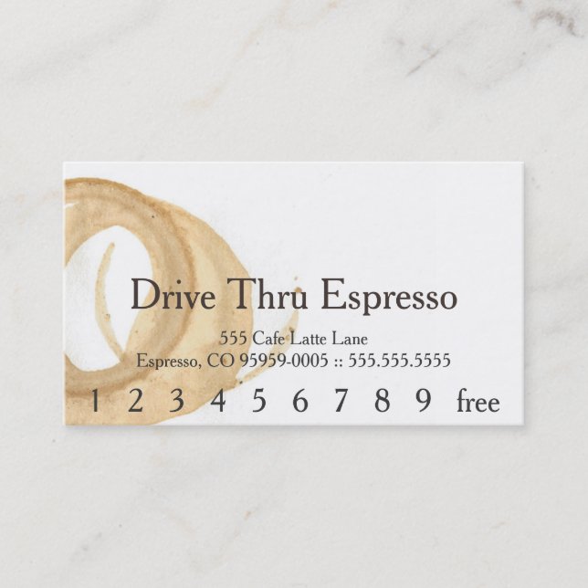 Loyalty Cheltenham Font Coffee Stain Punchcard Lojalitetskort (Framsida)