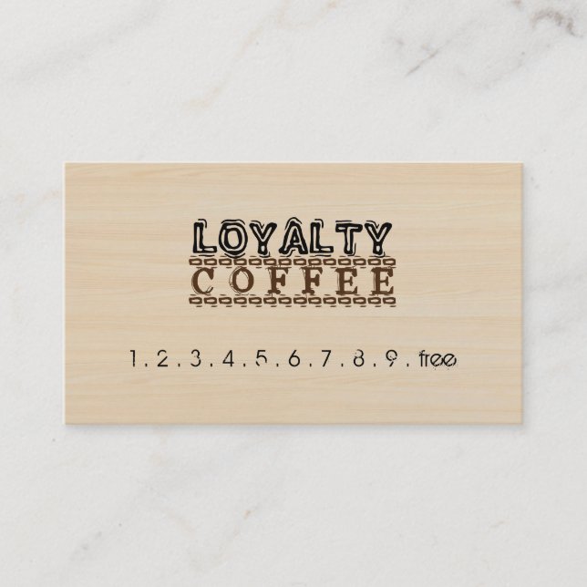Loyalty Coffee Punch Modernt Trä Lojalitetskort (Framsida)