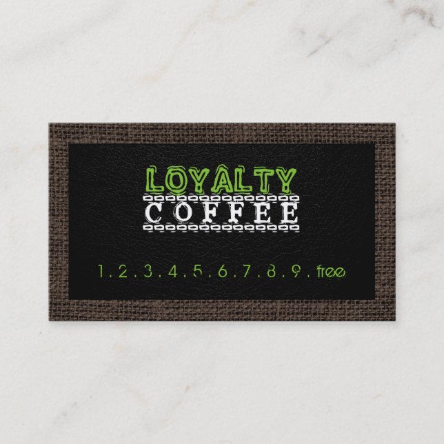 Loyalty Coffee Slår Burlap Gräns Lojalitetskort (Framsida)