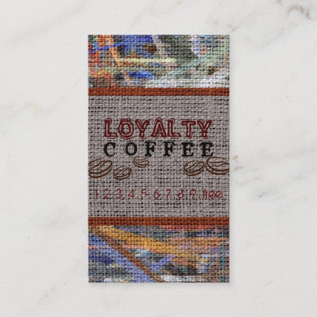 Loyalty Coffee Slår Burlap look #7 Lojalitetskort (Framsida)