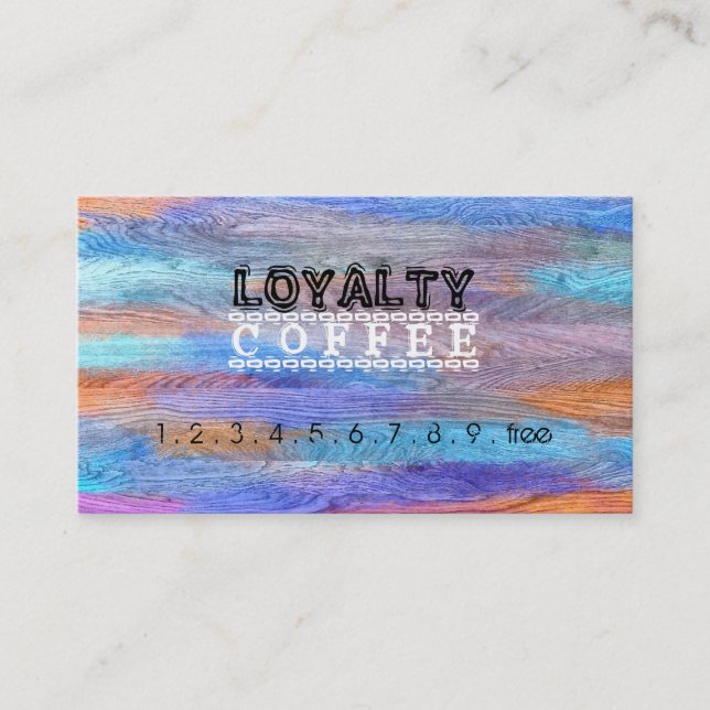 Loyalty Coffee Slår färgfullt Modern Wood #15 Lojalitetskort (Framsida)