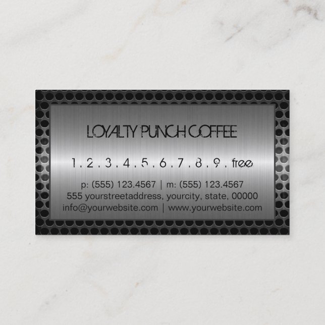 Loyalty Coffee Slår Modern Metall Lojalitetskort (Baksida)