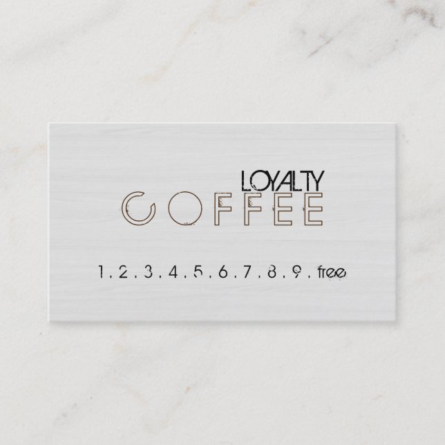 Loyalty Coffee Slår Modern White Wood Grain #9 Lojalitetskort (Framsida)