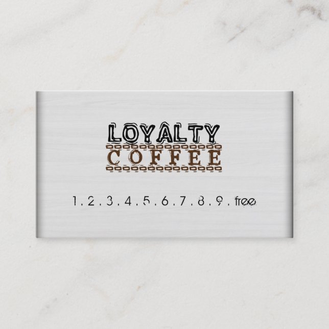 Loyalty Coffee Slår Modern White Wood Grain Lojalitetskort (Framsida)