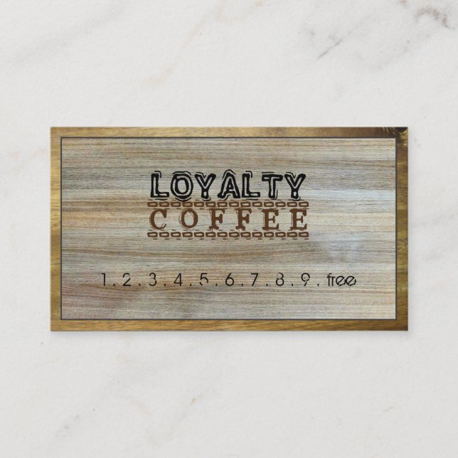 Loyalty Coffee Slår Modern Wood #5 Lojalitetskort (Framsida)