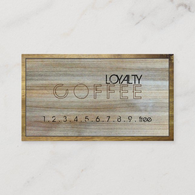 Loyalty Coffee Slår Modern Wood #6 Lojalitetskort (Framsida)