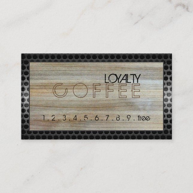 Loyalty Coffee Slår Modern Wood #8 Lojalitetskort (Framsida)