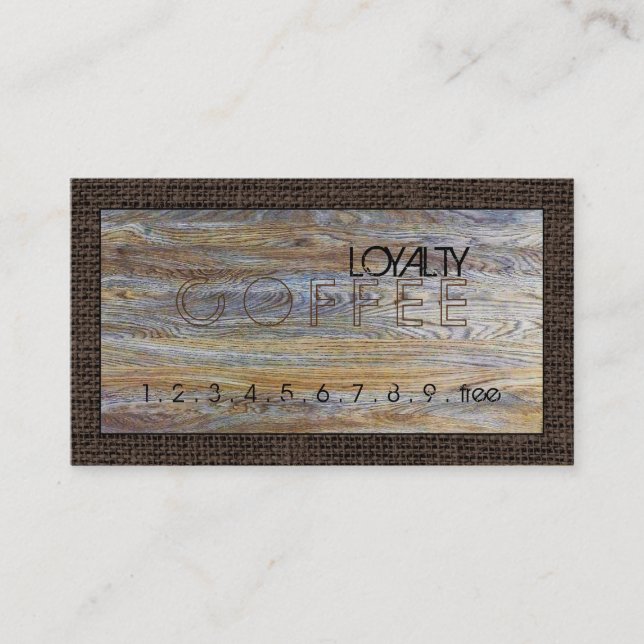 Loyalty Coffee Slår Modern Wood Grain #15 Lojalitetskort (Framsida)