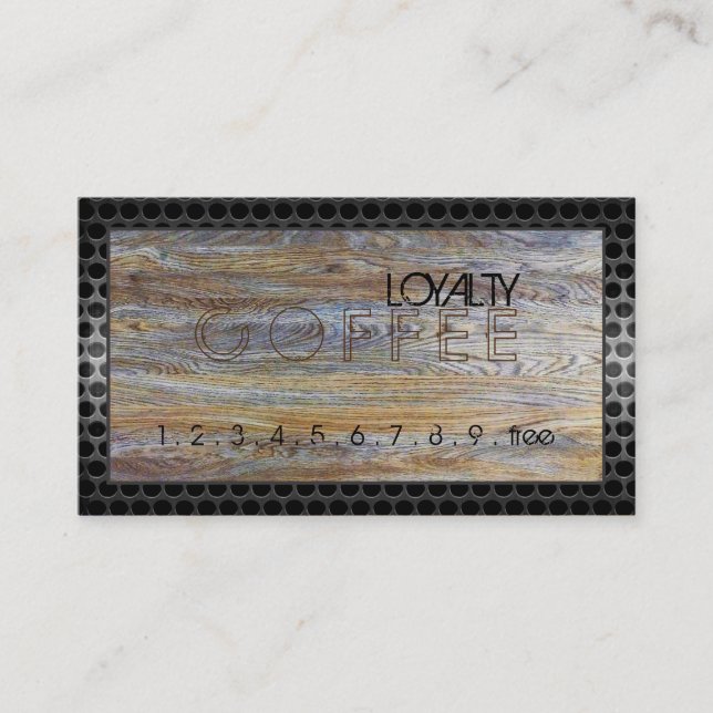 Loyalty Coffee Slår Modern Wood Grain #16 Lojalitetskort (Framsida)