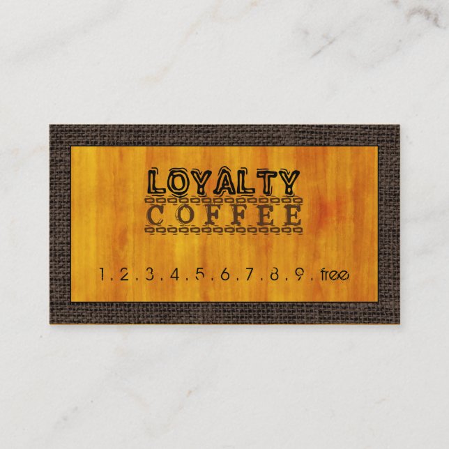 Loyalty Coffee Slår Modern Wood Grain #3 Lojalitetskort (Framsida)