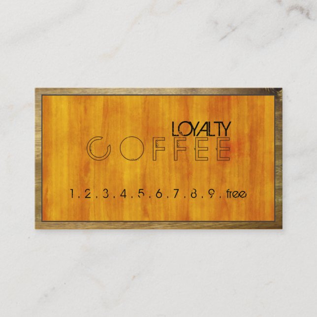 Loyalty Coffee Slår Modern Wood Grain #5 Lojalitetskort (Framsida)