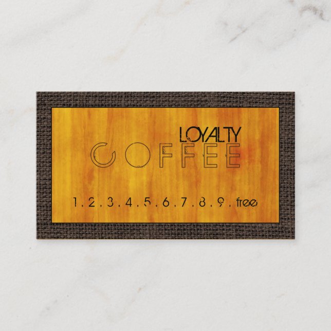 Loyalty Coffee Slår Modern Wood Grain #6 Lojalitetskort (Framsida)