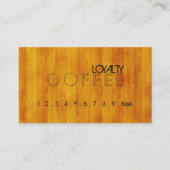 Loyalty Coffee Slår Modern Wood Grain #8 Lojalitetskort (Framsida)