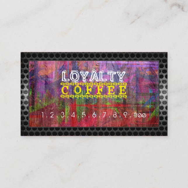 Loyalty Coffee Slår Retro Färg Wood #14 Lojalitetskort (Framsida)