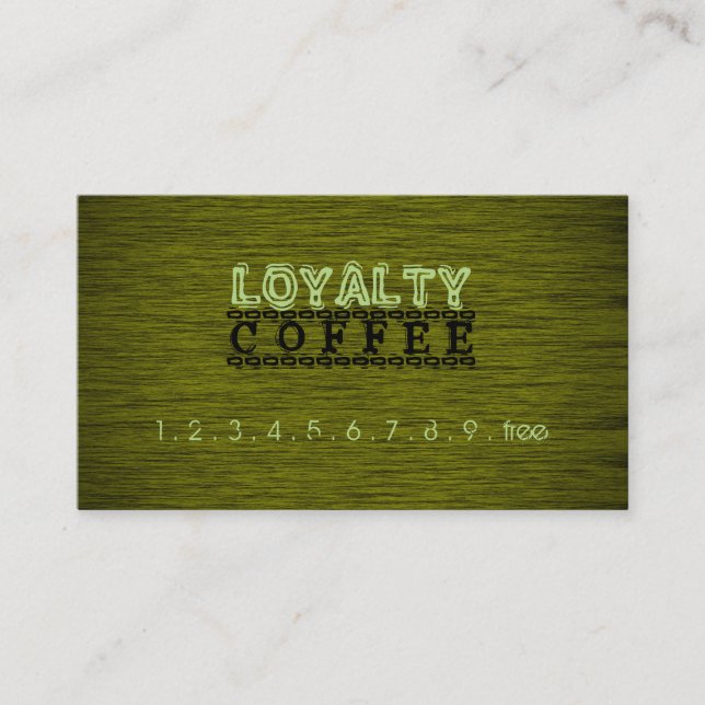 Loyalty Coffee Slår Wood look #6 Lojalitetskort (Framsida)