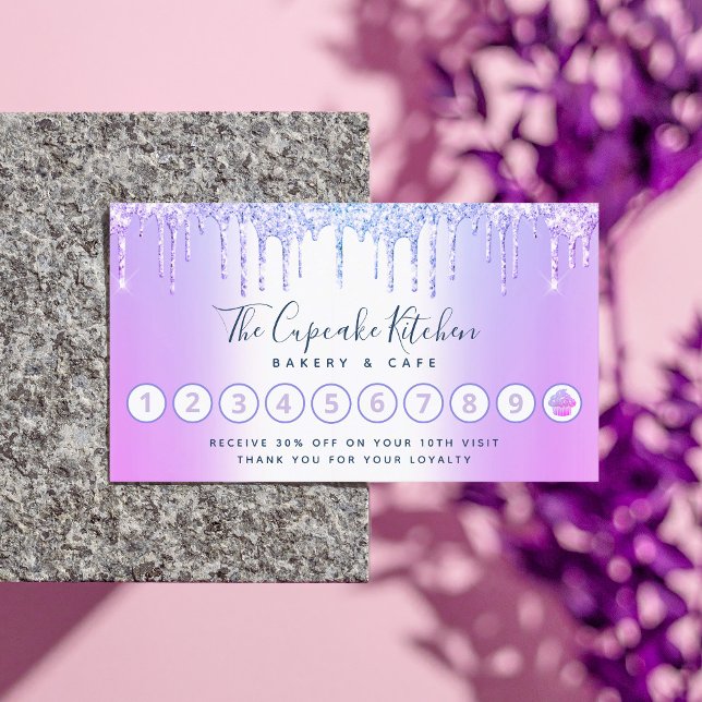 Loyalty Cupkaka Bakery Chef Lila Glitter Drives Visitkort (Skapare uppladdad)