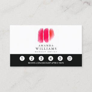 Loyalty för färgrutor för Red Watercolor Makeup Ar Lojalitetskort