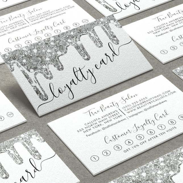 Loyalty för tjock Glitter-tjock vid vit Silver Lojalitetskort (Skapare uppladdad)