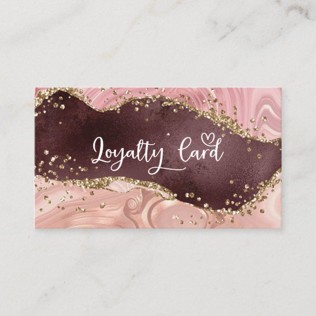 Loyalty Glitzer Card 5 Nagel Lash Affärskort Visitkort (Framsida)