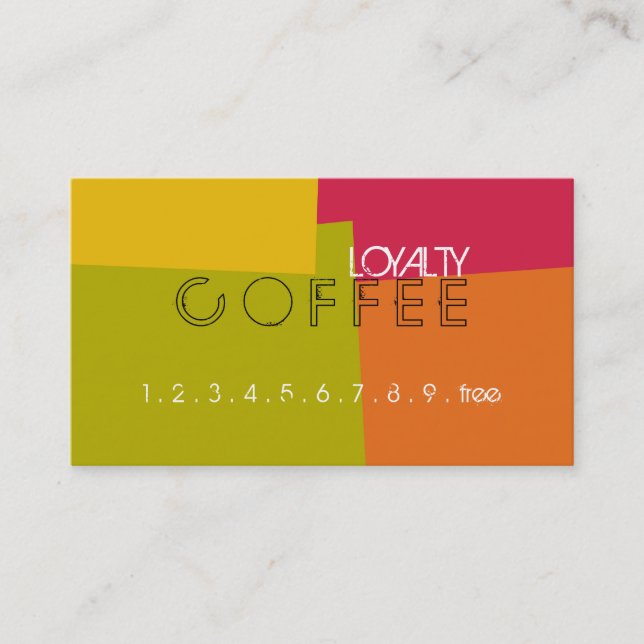 Loyalty-kaffe Slå Retro Färg Mönster #12 Lojalitetskort (Framsida)
