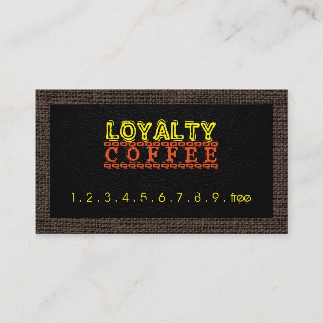 Loyalty-kaffe Slår Burlap Gräns #2 Lojalitetskort (Framsida)