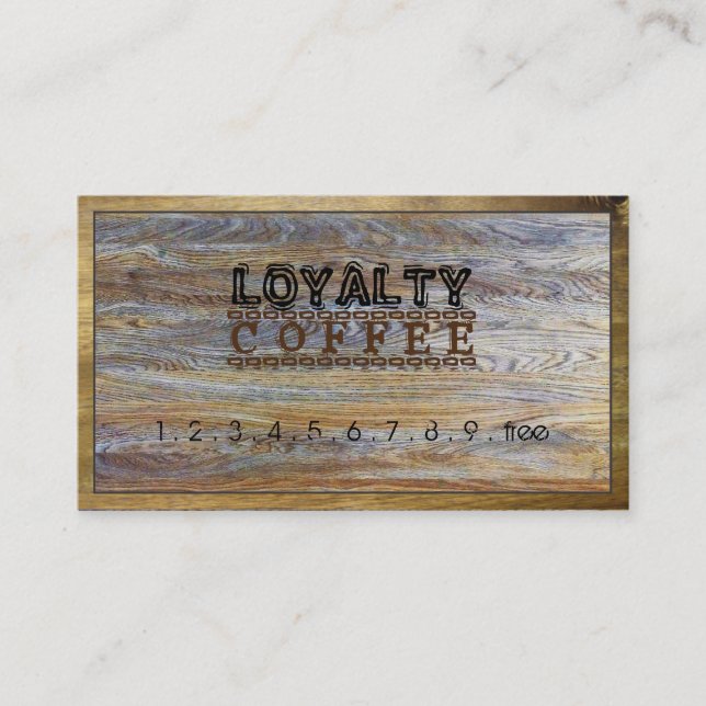 Loyalty-kaffe Slår Modern Wood Grain #12 Lojalitetskort (Framsida)