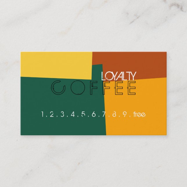Loyalty-kaffe Slår Retro Färg Mönster #10 Lojalitetskort (Framsida)