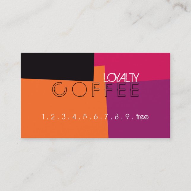 Loyalty-kaffe Slår Retro Färg Mönster #9 Lojalitetskort (Framsida)
