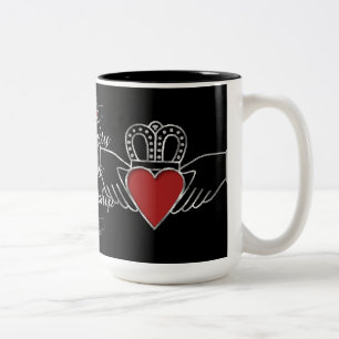 Loyalty Kärlek Vänskap Claddagh Black Coffee Mugg
