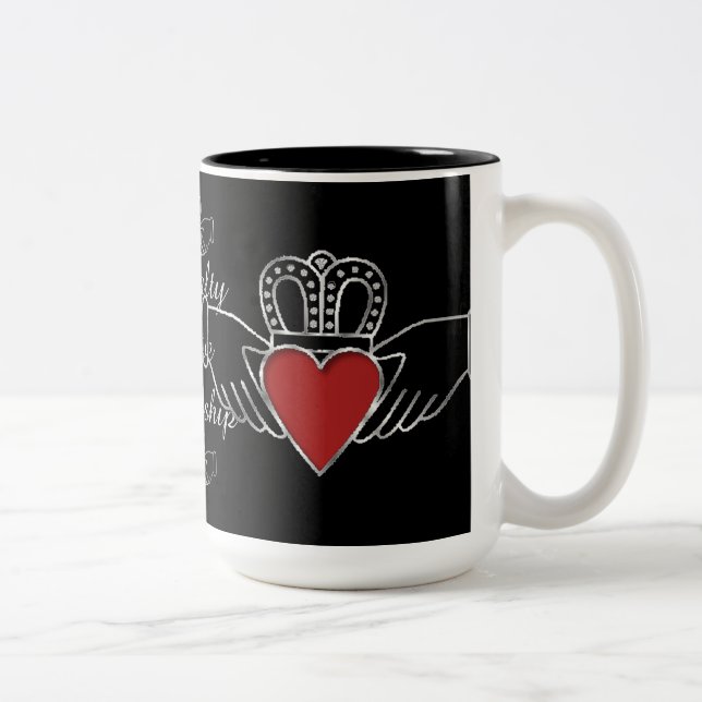 Loyalty Kärlek Vänskap Claddagh Black Coffee Mugg (Höger)