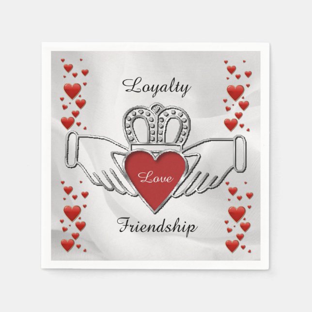 Loyalty Kärlek Vänskap Claddagh Napkins Pappersservett (Framsidan)