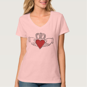Loyalty Kärlek Vänskap Claddagh V-Nacke T-Shirt