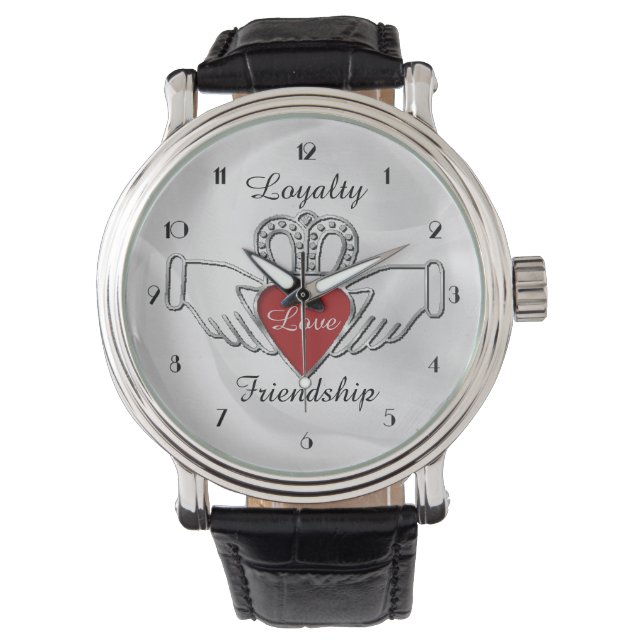 Loyalty Kärlek Vänskap Claddagh Wrist Watch Watch Armbandsur (Framsida)