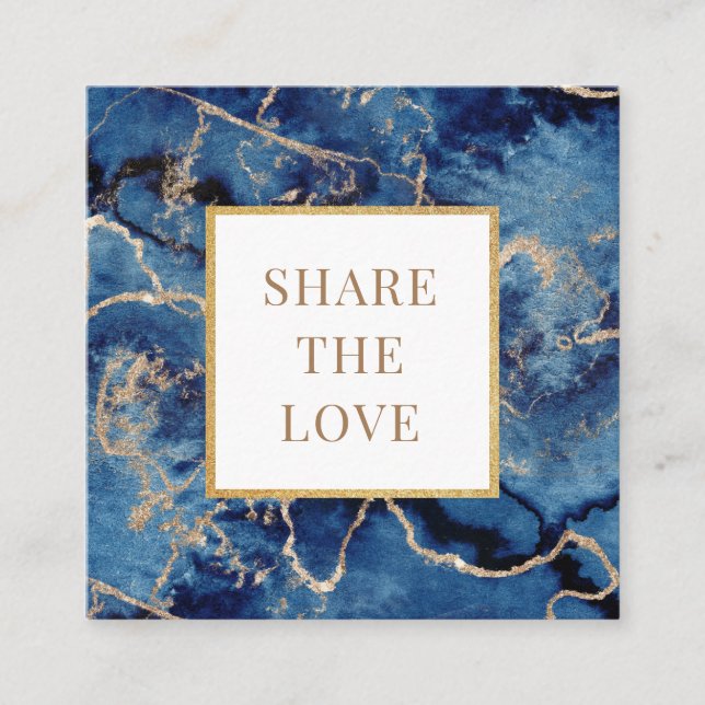 Loyalty-kort för blått vinkart guld-salon fyrkantigt visitkort (Framsida)