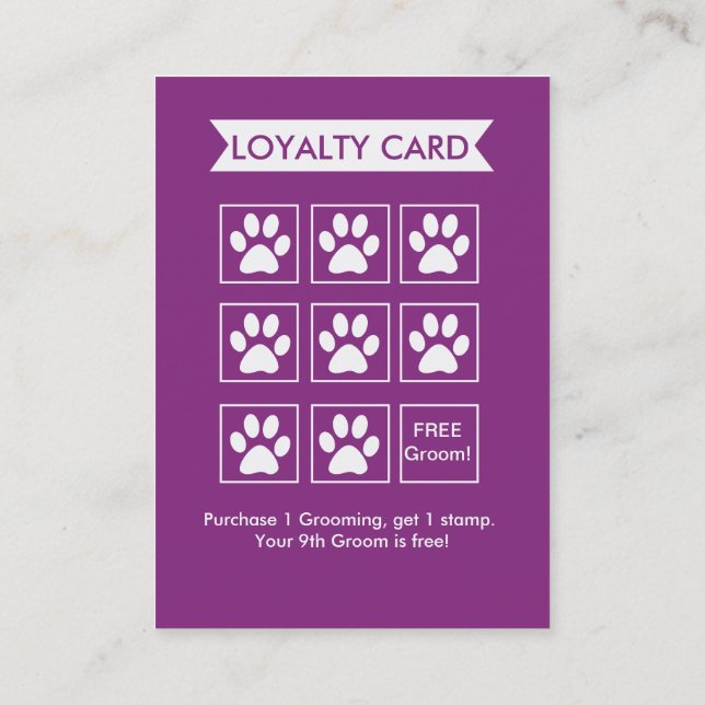 Loyalty-kort för hund Groomer - anpassningsbart Lojalitetskort (Baksida)