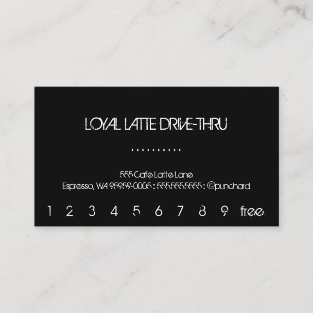 Loyalty Latte Drive-Thru Black-bakgrund Lojalitetskort (Framsida)