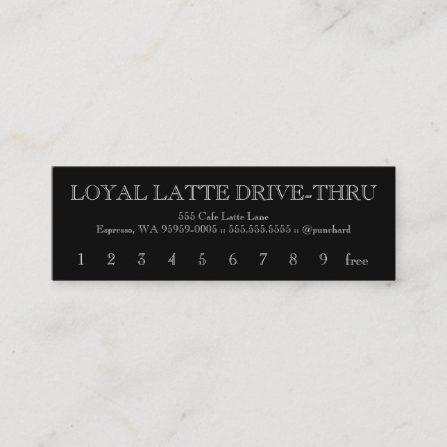 Loyalty Latte Drive-Thru Caslon Open Lojalitetskort (Framsida)