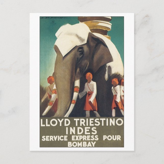 Loyd Triestino Indes Service Express Pour Bombay Vykort (Framsida)