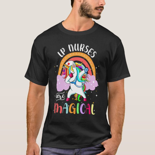 LP Nurses Rn Nursing Magic Unicorn Rainbow T Shirt (Framsida)