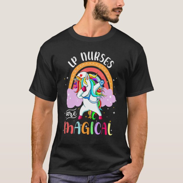 LP Nurses Rn Nursing Magic Unicorn Rainbow T Shirt (Framsida)