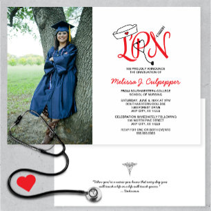 LPN Nurse-foto studenten nyp party / rött Inbjudningar