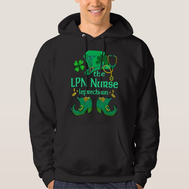 Lpn Nurse Leprechaun St patricks day Tees Sham Hoodie (Framsida)
