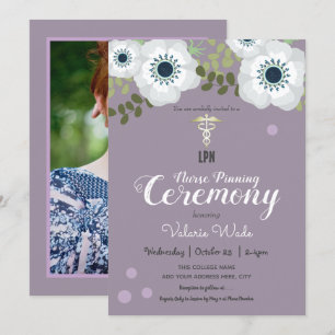 LPN Nurse Pinning Ceremony Studenten Anemone Inbjudningar