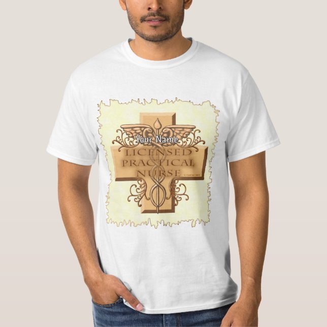 LPN Sjuksköterska Caduceus T Shirt (Framsida)