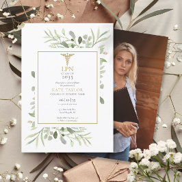 LPN Sjuksköterska Grönyta Examen Fest Foto Inbjudningar