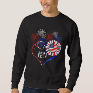 Lpn Stethoscope Firework Sunros America Flagga Lång Ärmad Tröja