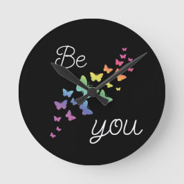 Lqbtq Butterfly om du är du Rund Klocka