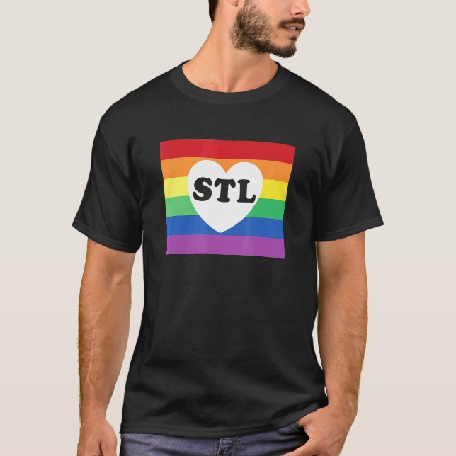 Lqbtq St Louis Stl Gay pride Rainbow Flagga T Shirt (Framsida)