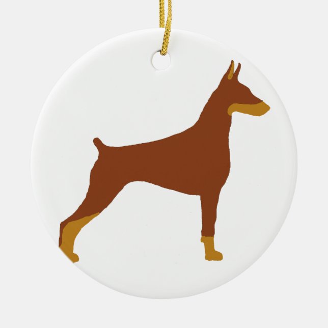 LS Doberman Pinscher red och rust silo Julgransprydnad Keramik (Framsidan)