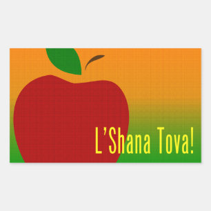L'Shana Tova Apple Rektangulärt Klistermärke